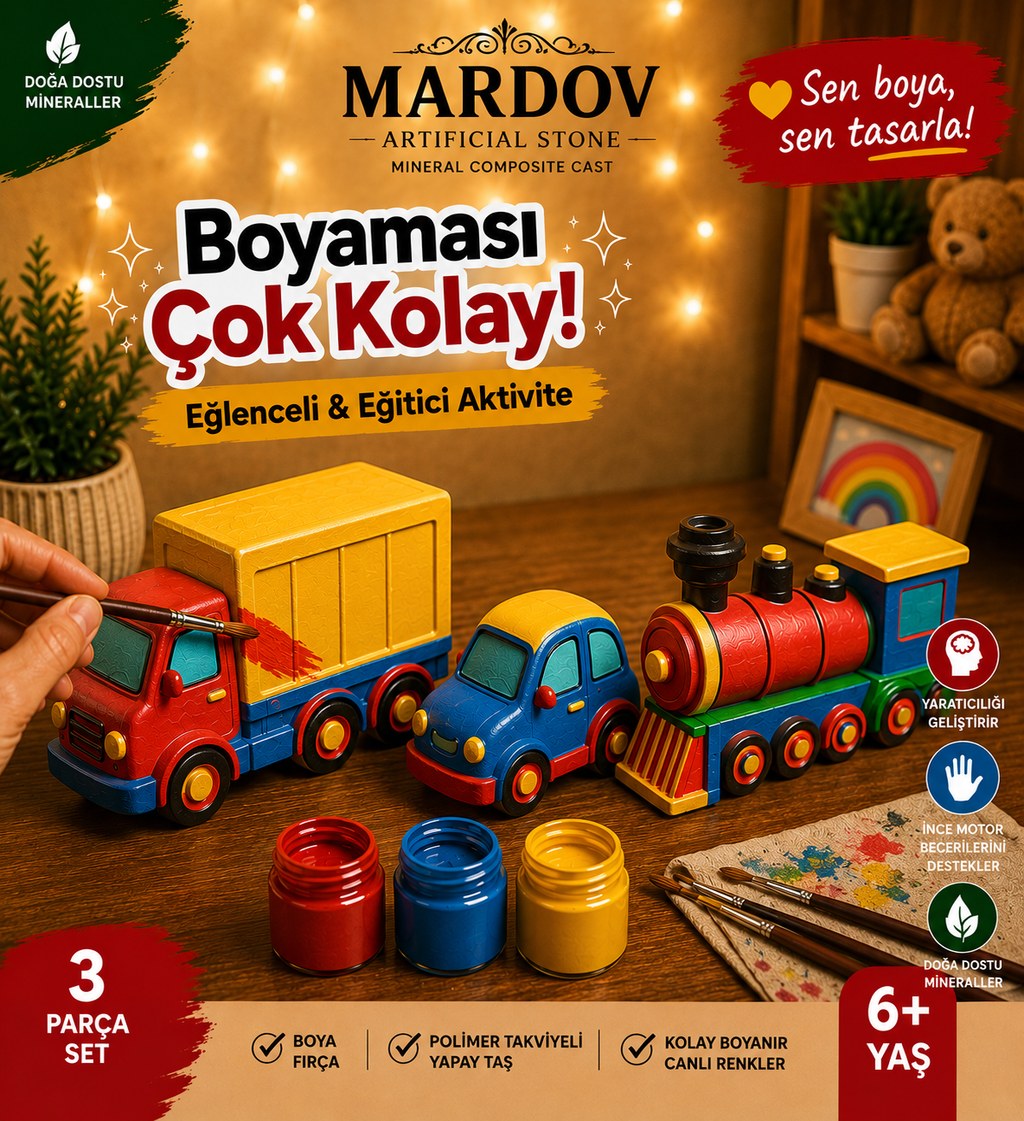 Araçlar Serisi — Boyaması çok kolay: eğlenceli ve eğitici 3 parça set
