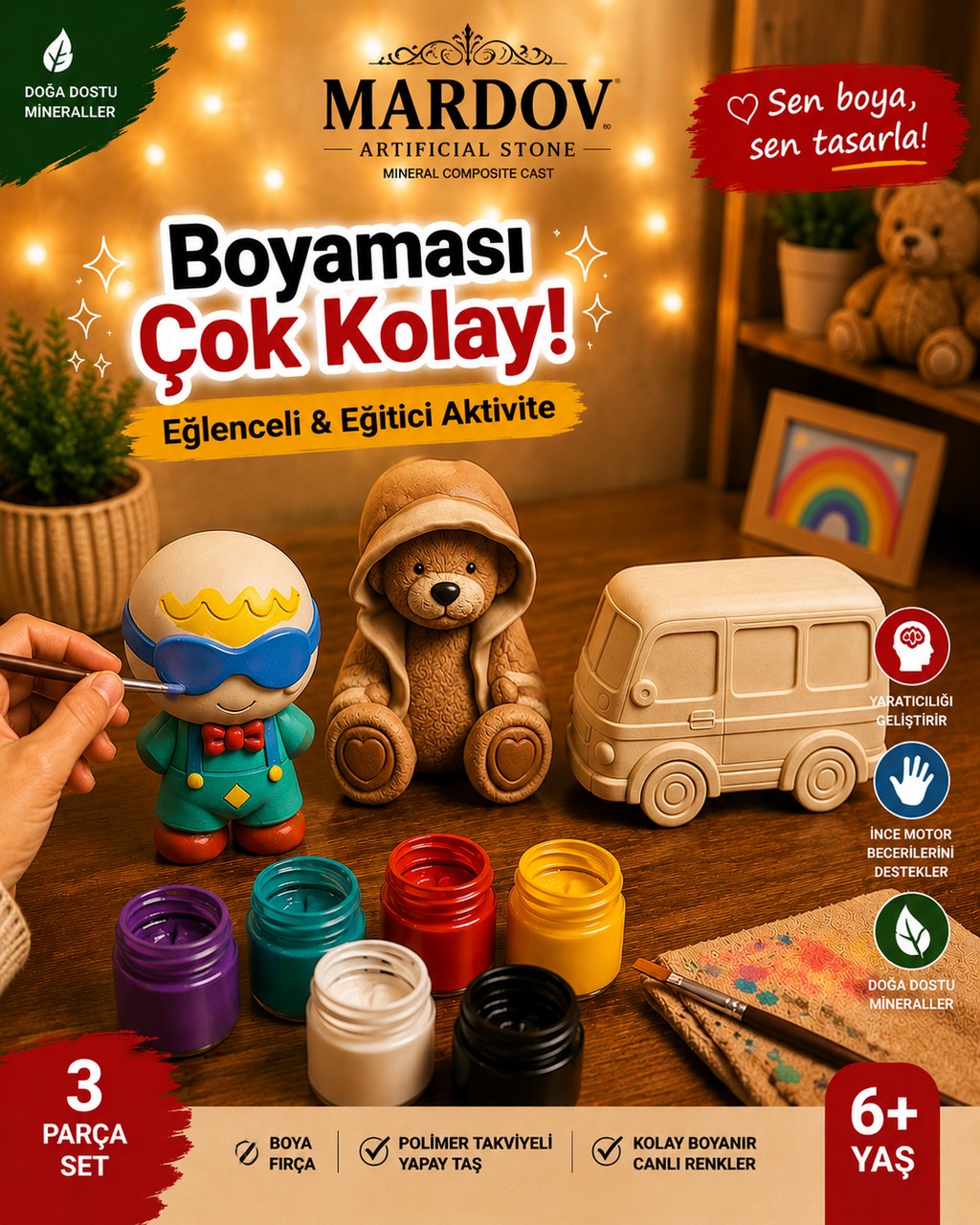 Karışık 1 — Boyaması çok kolay: eğlenceli ve eğitici 3 parça set