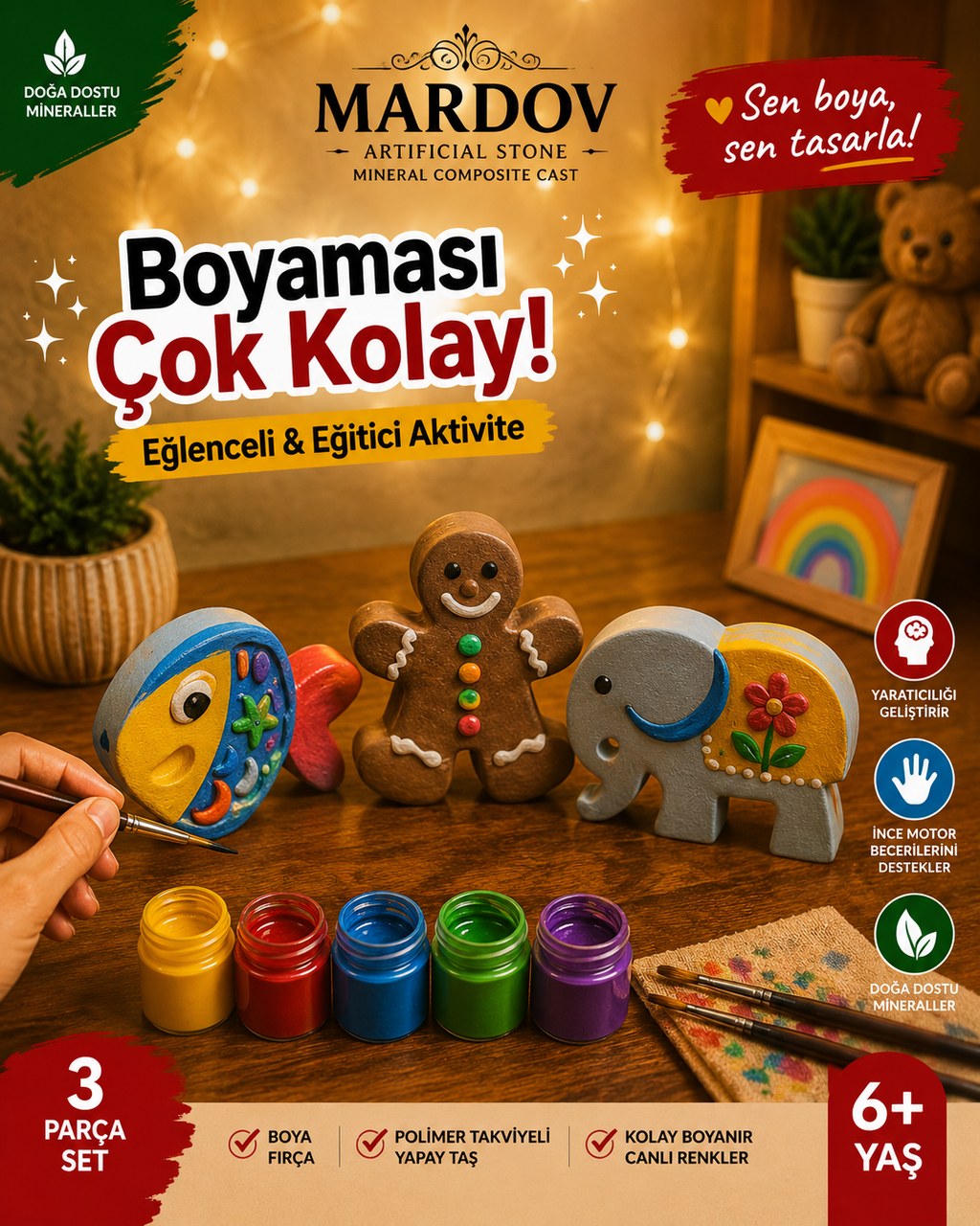 Karışık 2 — Boyaması çok kolay: eğlenceli ve eğitici 3 parça set