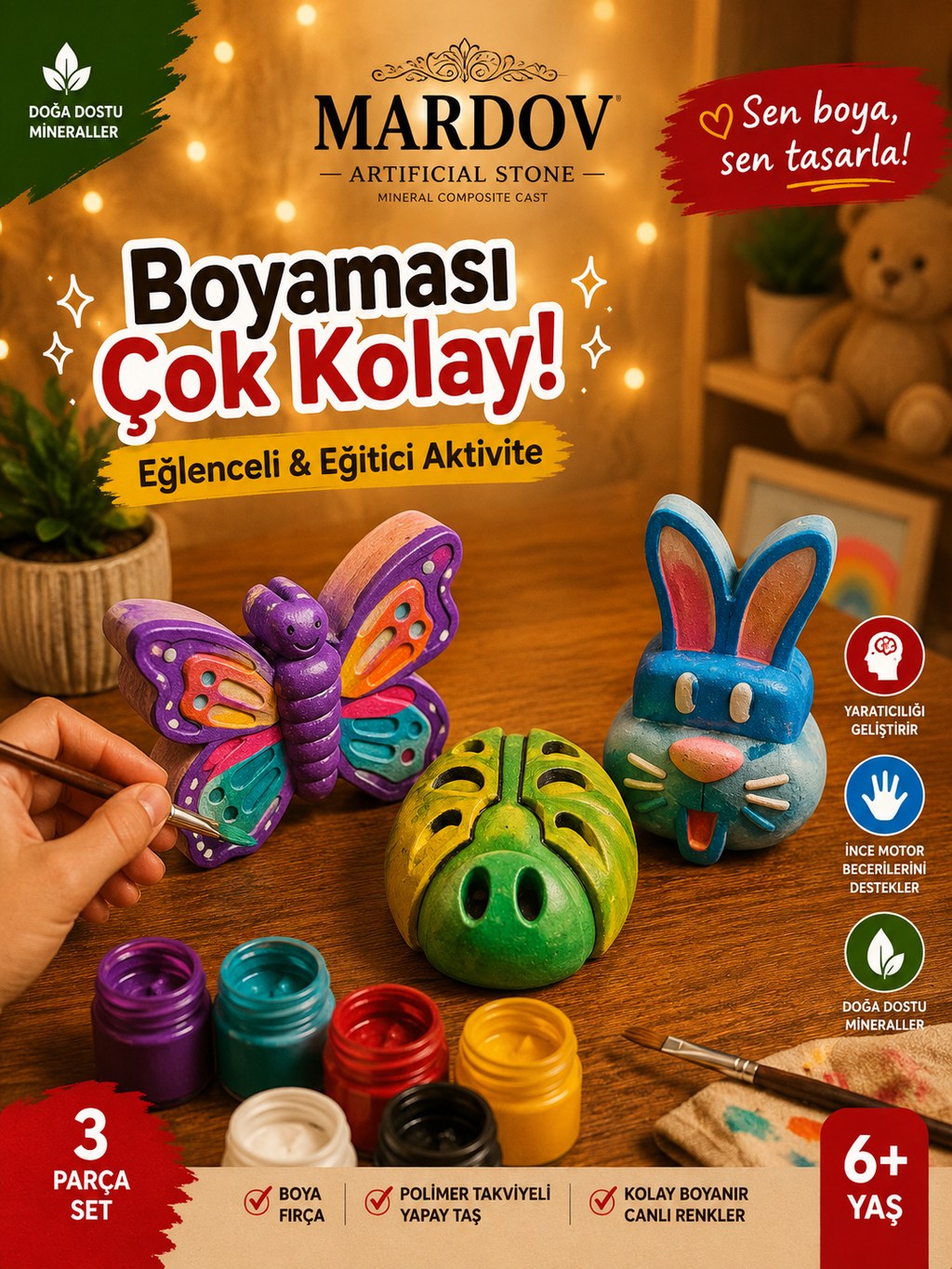 Sevimli Dostlar Serisi — Boyaması çok kolay: eğlenceli ve eğitici 3 parça set